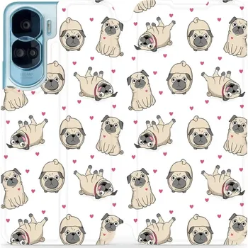 Pouzdro na mobilní telefon Flipové pouzdro Mobiwear - Honor 90 Lite 5G - M097P Mopsíci (Knížkové flip pouzdro, obal, kryt na mobil Honor 90 Lite 5G - M097P Mopsíci, materiál Umělá kůže + TPU - ochrana 360°, stojánek, silikonová vanička, magnetické zavírání)