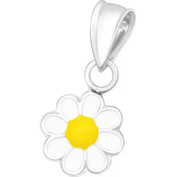 Přívěsek Dětský stříbrný přívěsek - bílá kopretinka