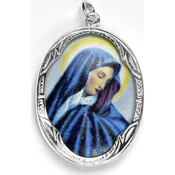Přívěsek Stříbrný přívěsek porcelánový medailon Madonka - P158 M1 (Stříbrný přívěsek medailon Madonka)