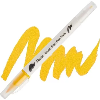 PENTEL Touch Brush Sign Pen TWIN, žlutý