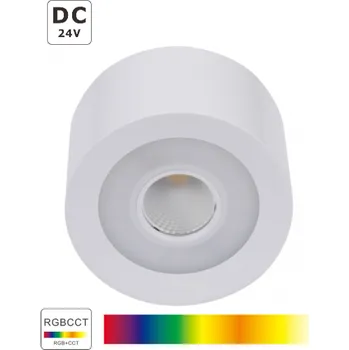Bodové svítidlo Ledshopik Přisazené LED bodové svítidlo RGBCCT | DC24V | 8W | Ø86mm | kruhové | bílé |