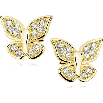Náušnice Lafira pozlacené stříbrné náušnice Butterfly Z1045EG (puzety)