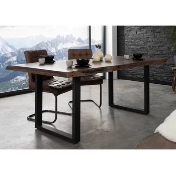 Jídelní stůl Stůl akát 220x100x77 šedý lakovaný / U-nohy antracit matný METALL 5