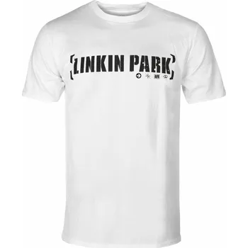 Pánské tričko Tričko metal pánské Linkin Park - BRACKET LOGO (WHITE) - PLASTIC HEAD - PH12073 LPTS05MW