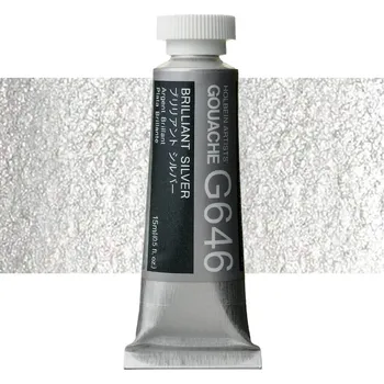 Vodová barva Kvašová barva Holbein 15ml - Brilliant Silver