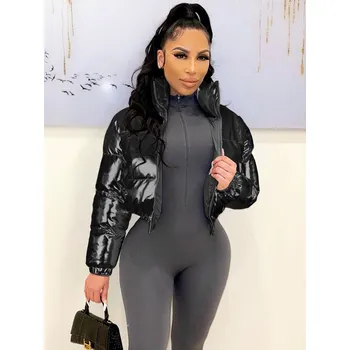 Trendy a vysoce moderní dámská zimní krátká bunda Barva: Černá, Velikost: XL