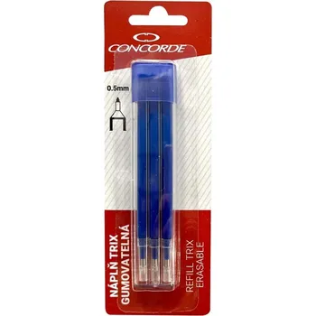Náplň pro Roller Trix, etue 3ks, gumovatelné 0,5mm, modrá, Concorde, A14663