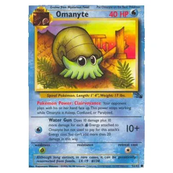 Sběratelská karetní hra Pokémon FO 52/62 Omanyte - Fossil Stav: Excellent