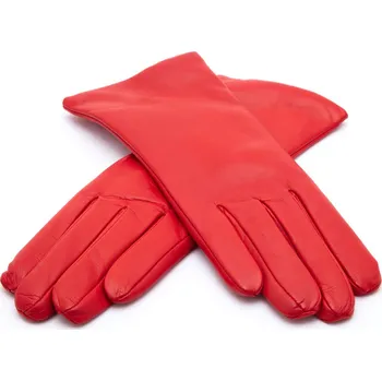 Rukavice Hladké dámské kožené rukavice Barva: Červená, Velikost: 7