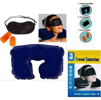 Cestovní polštářek CESTOVNÍ SADA 3V1 NAFUKOVACÍ POLŠTÁŘ ŠPUNTY A MASKA NA SPANÍ