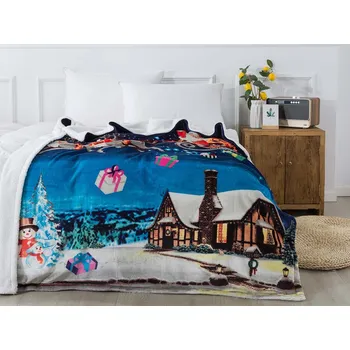 deka XPOSE® Mikroplyšová deka VÁNOCE 2 s beránkem 140x200 cm modrá