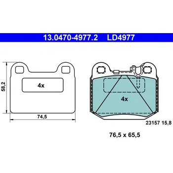 Brzdová destička Sada brzdových destiček, kotoučová brzda ATE 13.0470-4977.2