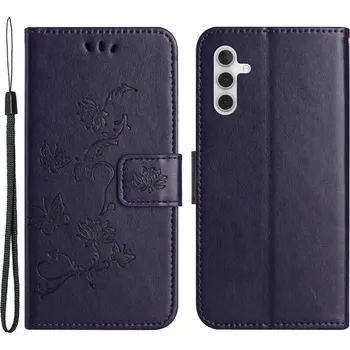 Pouzdro na mobilní telefon Flower knížkové pouzdro na Samsung Galaxy A54 5G - tmavěfialové