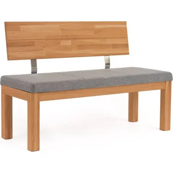 Šedá lavice masiv buk Santini 130 cm s opěrkem