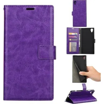 Pouzdro na mobilní telefon Crazy PU kožené peněženkové pouzdro na mobil Sony Xperia XA1 Plus - fialový