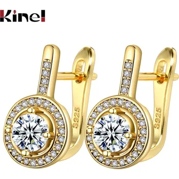 Náušnice Elegantní náušnice zdobené kameny Barva (Varianta): Zlatá