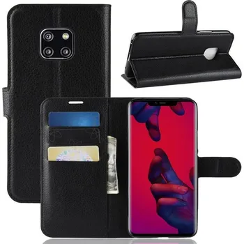 Pouzdro na mobilní telefon Litchi PU kožené peněženkové pouzdro na mobil Huawei Mate 20 Pro - černé