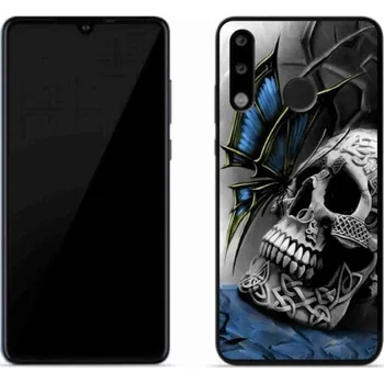 Pouzdro na mobilní telefon Gelový kryt mmCase na mobil Huawei P30 Lite - motýl a lebka