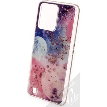 Pouzdro na mobilní telefon 1Mcz Gold Glam Galaxie Skinny TPU ochranný kryt pro Realme C31 tmavě modrá růžová (dark blue pink)