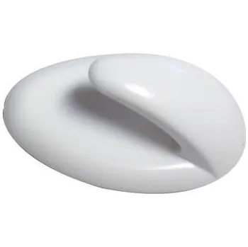 Nábytkové kování Háček qf samolepící ovál plastový, BÍ (2ks) 1017