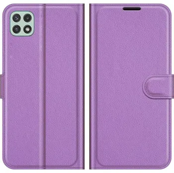 Pouzdro na mobilní telefon Litchi PU kožené peněženkové pouzdro pro mobil Samsung Galaxy A22 5G - fialové