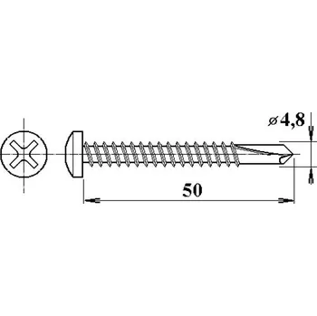 Vrut Šroub do železa 4,8 x 50 mm půlkulatá hlava kříž PK735