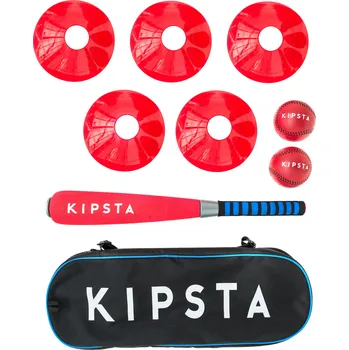 KIPSTA Dětská baseballová sada pěnový míč a pálka BA100 ČERNÁ|ČERVENÁ