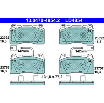 Brzdová destička Sada brzdových destiček, kotoučová brzda ATE 13.0470-4854.2