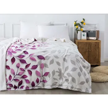 deka XPOSE® Mikroplyšová deka IVANKA s beránkem - fialová 140x200 cm, Mikroplyš s beránkem + Prodloužená možnost vrácení zboží do 50 dnů