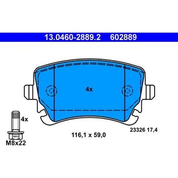 Brzdová destička Sada brzdových destiček, kotoučová brzda ATE 13.0460-2889.2