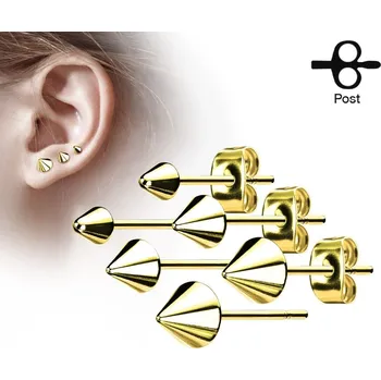 Náušnice Ocelové náušnice - špičky zlaté (3 x 3 mm)