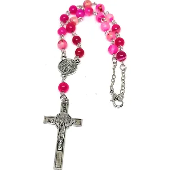 Náhrdelník Růženec z růžového achátu se zapínáním – elegantní bižuterie s duchovní silou