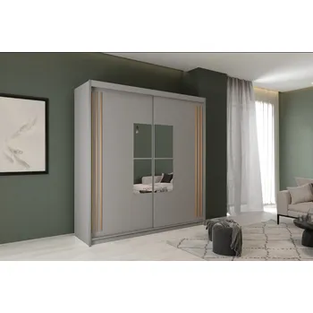 Šatní skříň ARK Šatní skříň IKING, Šedá/Dub Artisan 203 cm