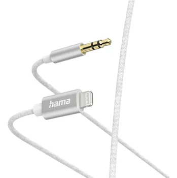 Audio kabel Hama MFI audio adaptérový kabel Lightining na jack 3,5 mm pro Apple, 1 m, aktivní, alu