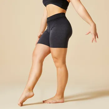 Dívčí oblečení DOMYOS Dívčí kraťasy 580 černo-šedé 14 LET ČERNÁ|ŠEDÁ