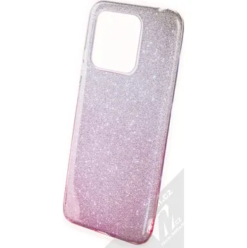Pouzdro na mobilní telefon 1Mcz Shining Duo TPU třpytivý ochranný kryt pro Xiaomi Redmi 10C, Redmi 10 Power, Poco C40 stříbrná růžová (silver pink)