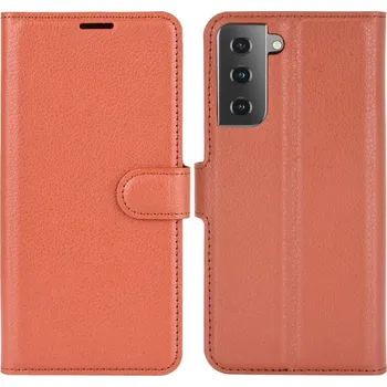 Pouzdro na mobilní telefon Litchi PU kožené peněženkové pouzdro pro mobilní telefon Samsung Galaxy S21 - hnědé