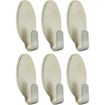 Věšák 6-dílná sada samolepících nerezových háčků