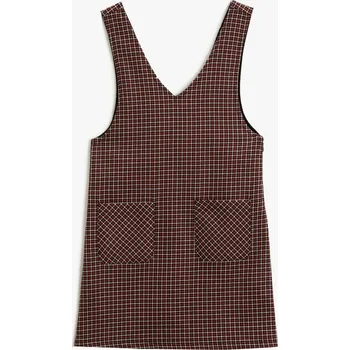 Dámské šaty Koton šaty s laclem a kapsami Koton hnědá | tmavě červená 2023471