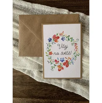 Otevírací přání k narození miminka - Květinkové