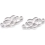 Přívěsek z nerezové oceli se dvěma očky- nekonečno se srdíčkem 10x23x1,5 mm