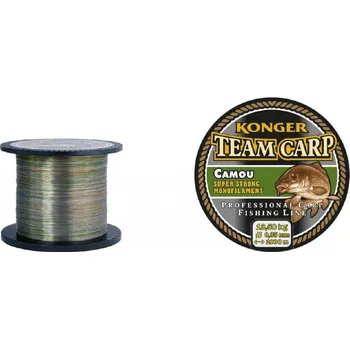 Konger Vlasec Team Carp Camou Green 0,25mm - 0,40mm / 1000m Průměr-Nosnost: 0,28mm 10kg