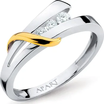Prsten Prsten z bílého a žlutého zlata s brilianty - 0,05 ct - ryzost 585 - 100.504