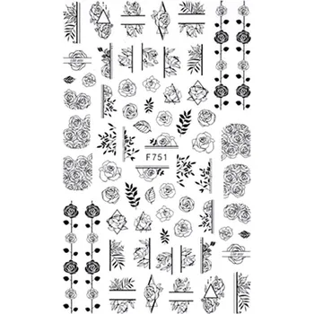 Umělé nehty Zdobení č.001 - Černé květiny