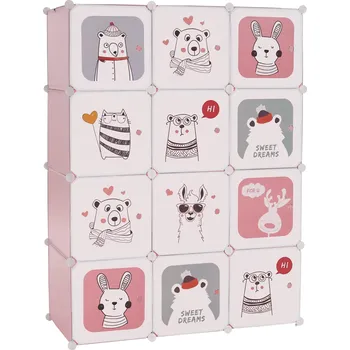 Dětská skříň Tempo Kondela Fresh Pink (růžová + dětský vzor)