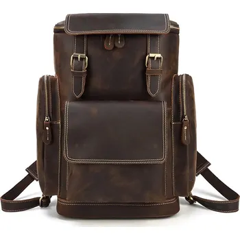 Sportovní batoh Prostorný kožený batoh s oddělením na notebook Barva (Varianta): tmavě hnědá