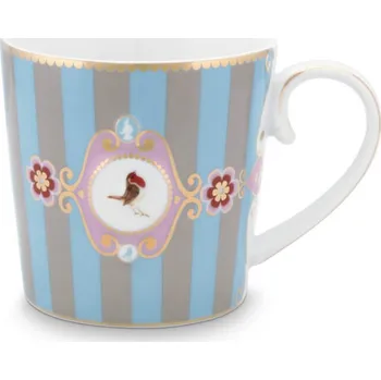 Pip Studio hrnek Love Birds, modrý s proužky, 250 ml
