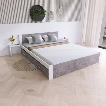 Postel Maxi Postel z masivu Iris 140x200 cm, Bílá/BETON