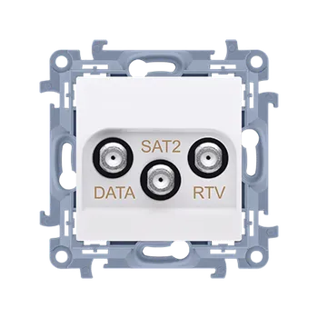 Elektrická zásuvka SIMON 10 CADSATF.01/11 Zásuvka RTV-SAT-DATA koncová, (strojek s krytem), 1x vstup: 5-2400 MHz, Bílá