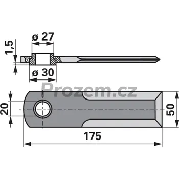 Pracovní nůž Nůž drtiče s pouzdrem pro Claas, 175/4/50/20 mm, hladký, 7558740